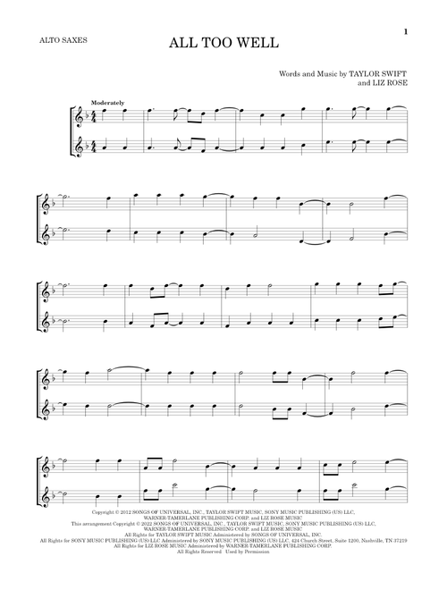 All Too Well - Taylor Swift (Alto Saxophone Duet)