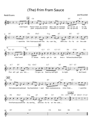 The Frim Fram Sauce – Joe Ricardel Sheet Music with Chords for ...