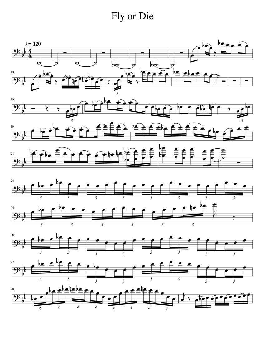 On Your Own Now & Fly Or Die バストロンボーン楽譜 Fly or Die Sheet Music for Trombone (Solo) | MuseScore.com