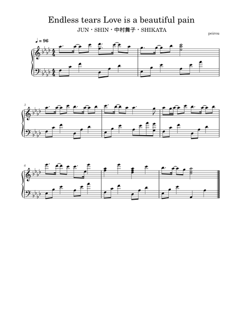 Love is a beautiful pain .piano sheet (easy)