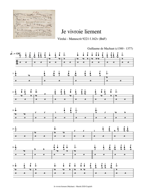 Je vivroie liement – Guillaume de Machaut Je vivroie liement - Machaut, Guillaume de (c.1300 - 1377)