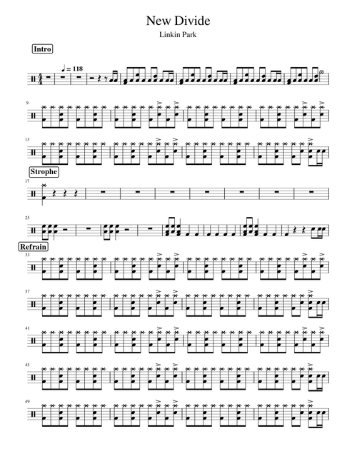 New Divide Drumscore - Linkin Park