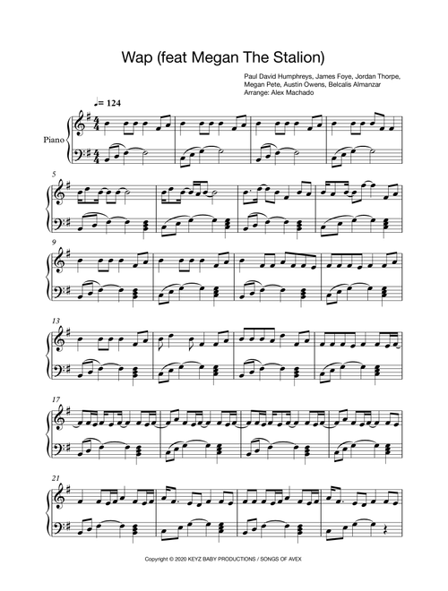 Wap (feat. Megan The Stalion) (Arr. Alex Machado) - Cardi B (Easy Piano)