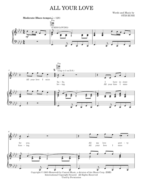 All your love i miss loving - Otis Rush (Piano-Vocal-Guitar)