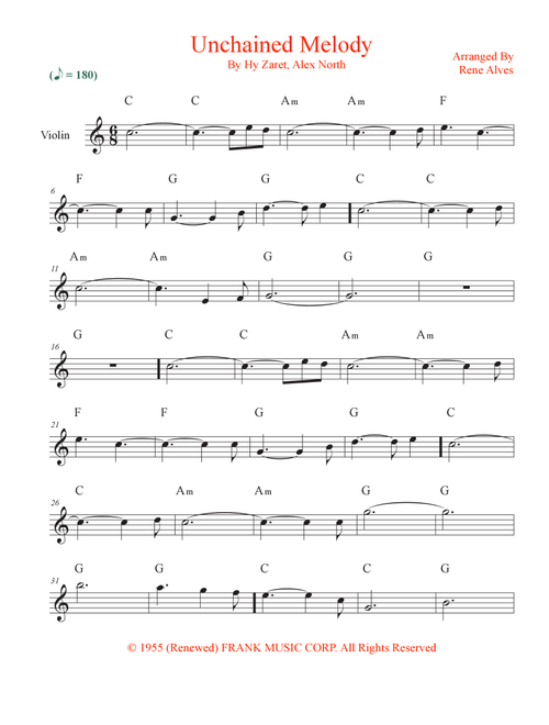 Unchained Melody (Arr. Rene Alves) - Al Hibbler (Violin Solo)