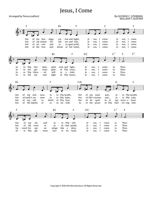 Jesus, I Come (Arr. Teresa Ledford) - George C Stebbins (Lead Sheet - Fake Book)