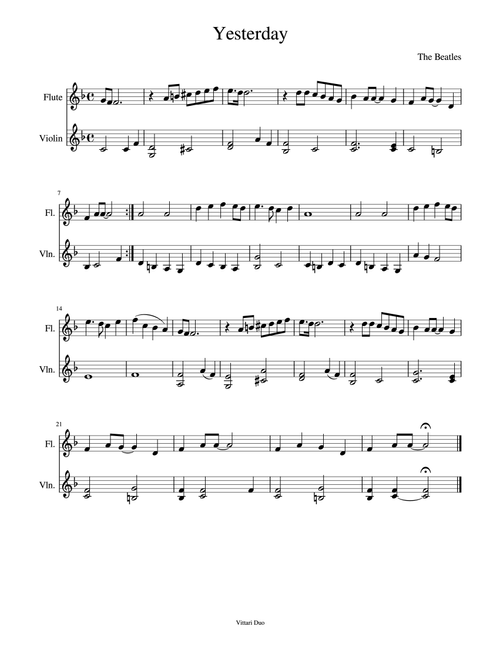 Yesterday (Arr. Vittari Duo, Nia Squirrell) - En Vogue (Instrumental Duet)