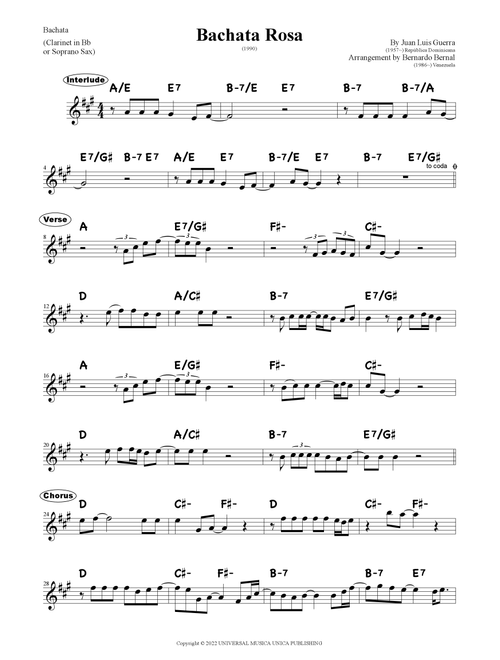 Bachata Rosa (Arr. Bernardo Bernal Hidalgo) - Juan Luis Guerra (Soprano Sax Solo)