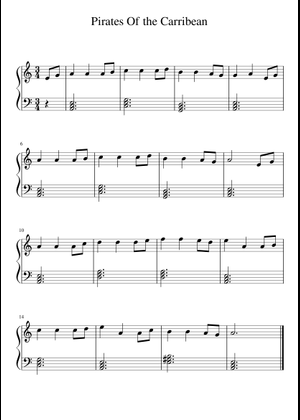 【吹奏楽譜】PIRATES OF THE CARIBBEAN Pirates of the Carribean - One Day Sheet Music for Piano (Solo