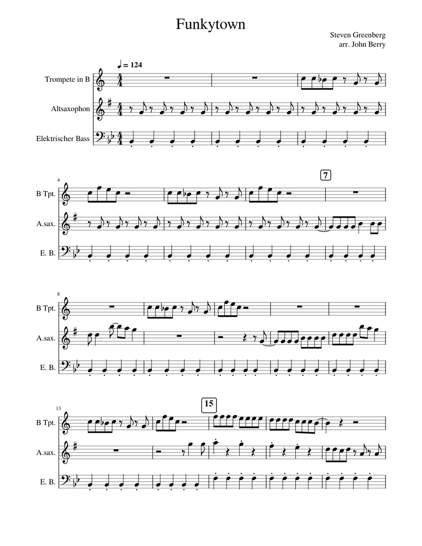 Funkytown – Steven Greenberg funkytown Sheet Music for Saxophone alto ...