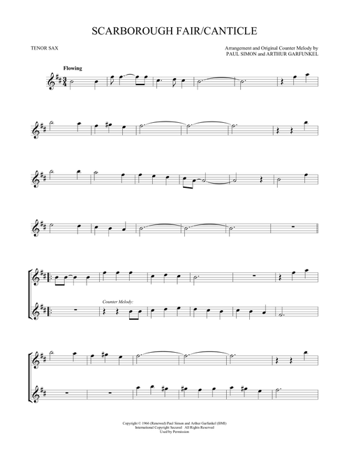 Scarborough Fair/Canticle - Simon & Garfunkel (Tenor Sax Solo)