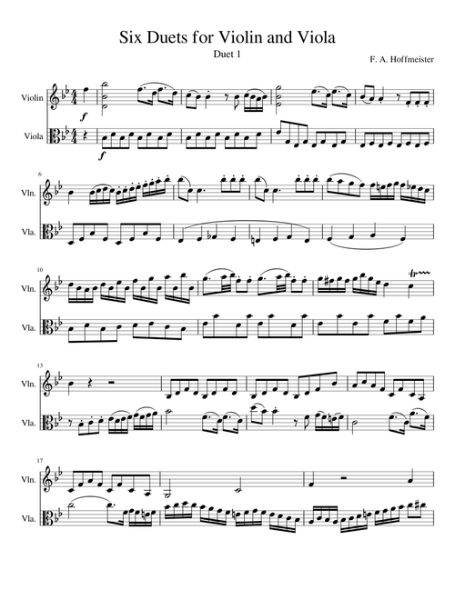 Six Duets for Violin and Viola