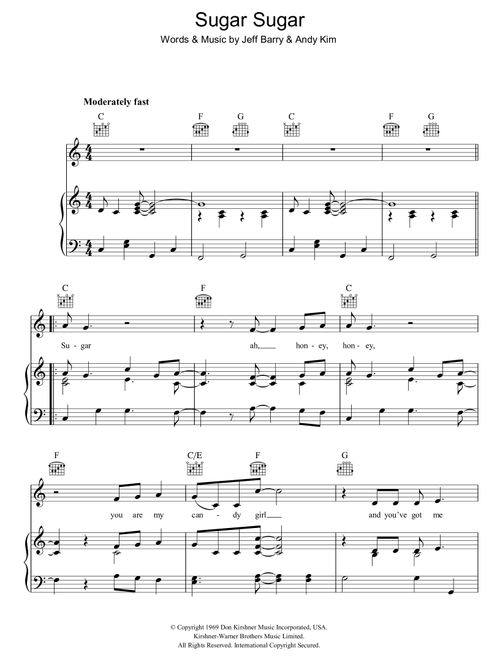 Sugar, Sugar - The Archies (Piano-Vocal-Guitar (Piano Accompaniment))