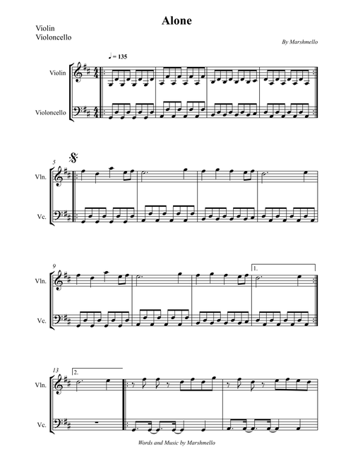 Alone (Arr. Wesley S. SIlva) - Marshmello (Instrumental Duet)