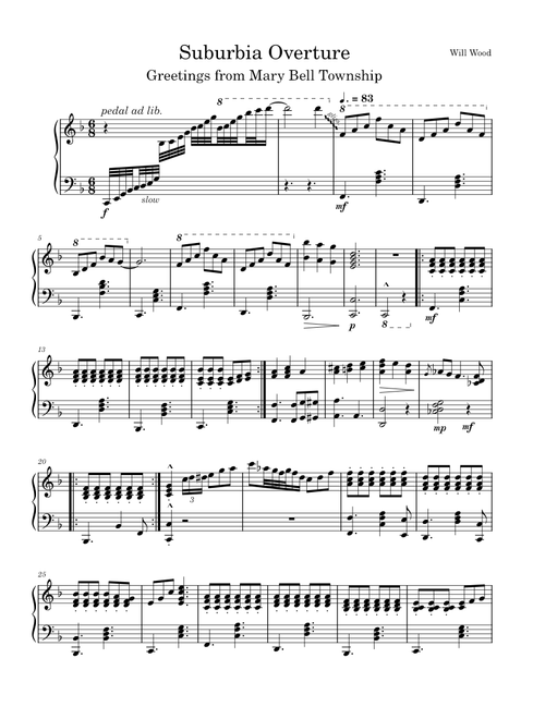 Suburbia Overture [Full Piano Solo]
