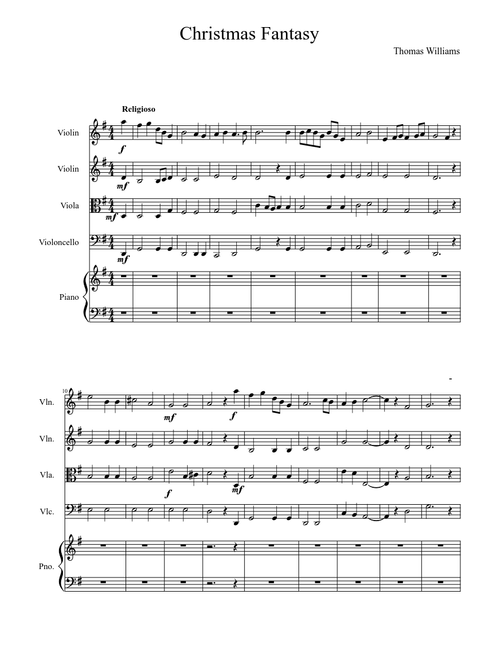 Christmas Fantasy for Piano Quintet