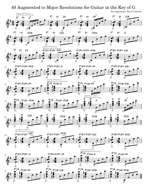 40 Augmented to Major Resolutions for Guitar in the Key of G