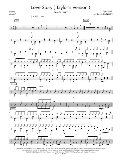 Love Story (Arr. Bennie Sia) - Taylor Swift (Drums)