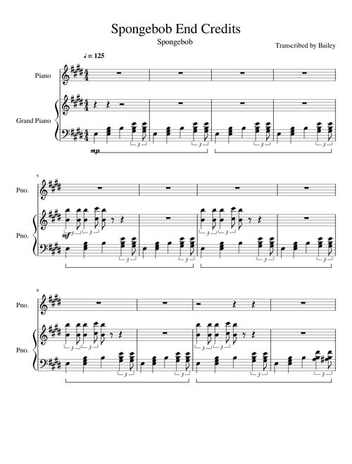 Spongebob Credits End Song on piano