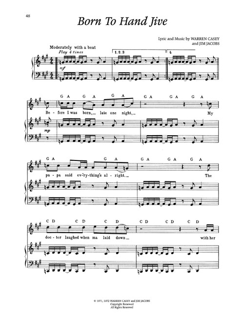Born To Hand Jive (from Grease) - Warren Casey (Piano Vocal)