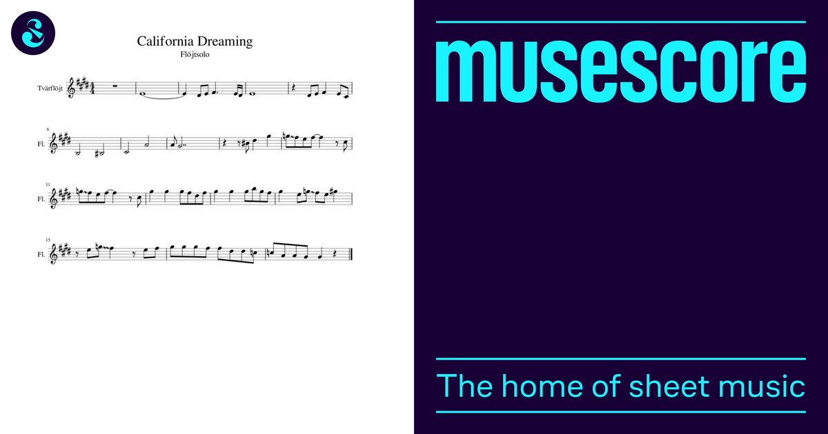 California Dreaming flute solo Sheet music for Flute, Drum group (Solo