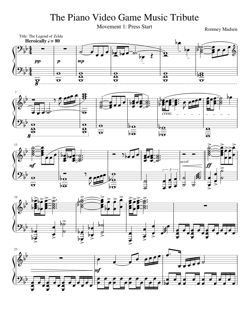Video Game Tribute Movement 1: Press Start Sheet music for Piano (Solo) |  Musescore.com