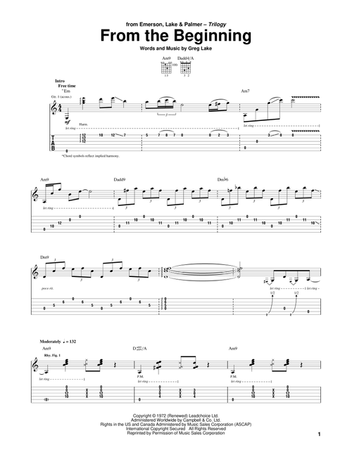 From The Beginning - Emerson Lake & Palmer (Guitar Tab)