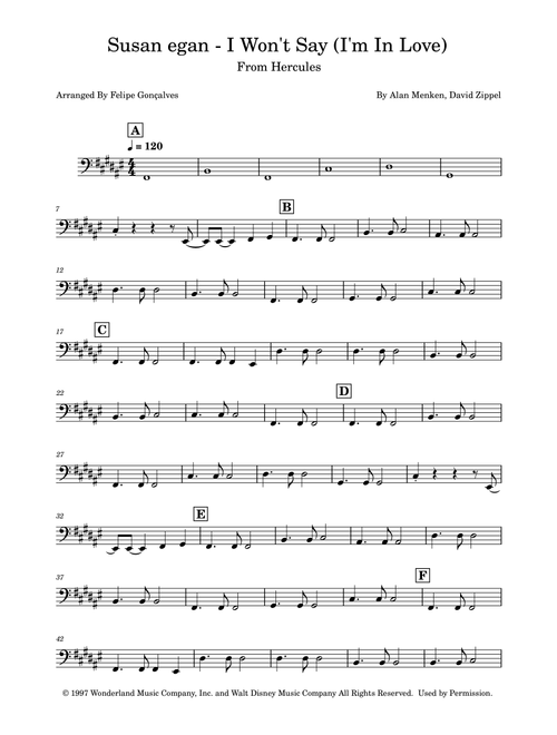I Won't Say (I'm In Love) (Arr. Felipe Gonçalves) - David Zippel, Alan Menken (Instrumental Solo)