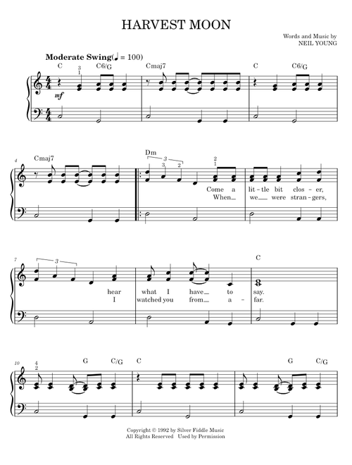 Harvest moon - Neil Young (Easy Piano)
