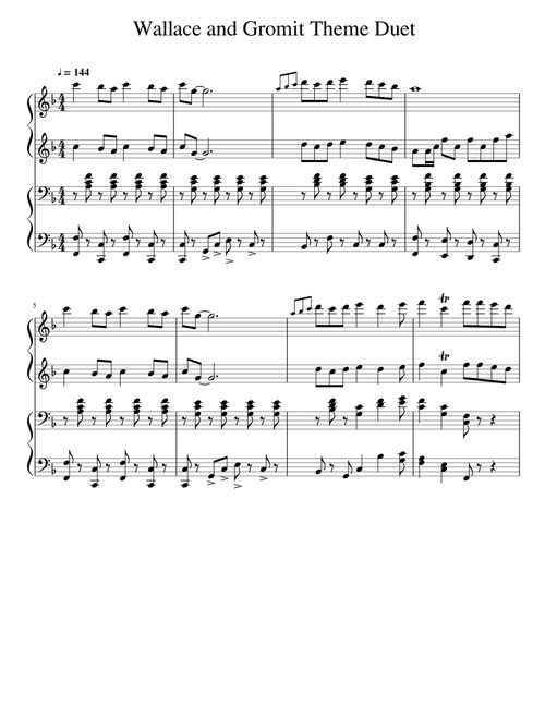 Wallace and Gromit Theme Piano Duet