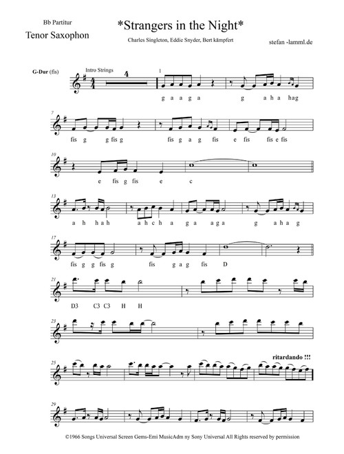Strangers In The Night (Arr. stefan-lamml.de) - Frank Sinatra (Tenor Sax Solo)