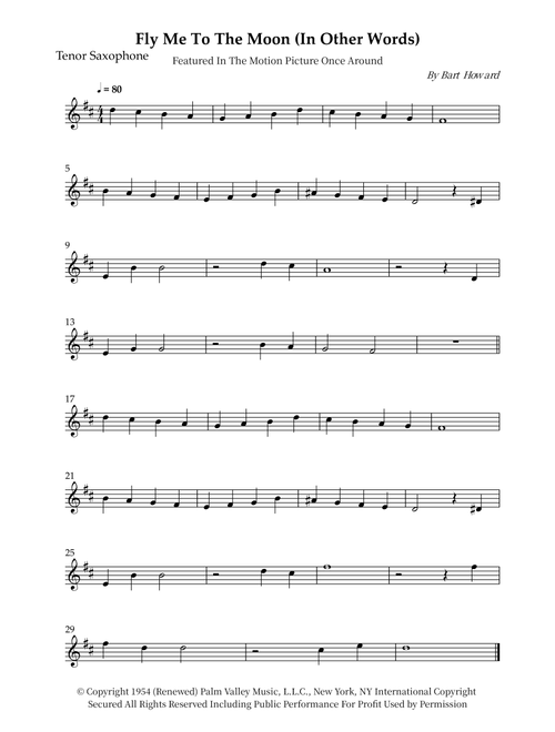 Fly Me To The Moon (In Other Words) (Arr. Wesley S. SIlva) - Tony Bennett (Tenor Sax Solo)