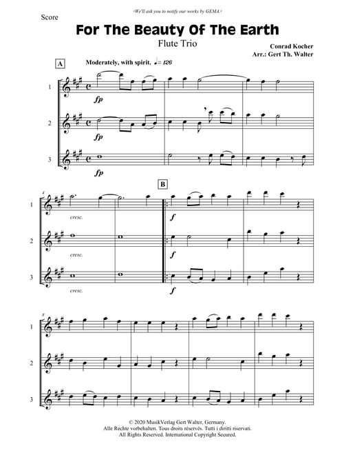 For The Beauty Of The Earth (Arr. Gert Th. Walter) - Conrad Kocher (Woodwind Ensemble)