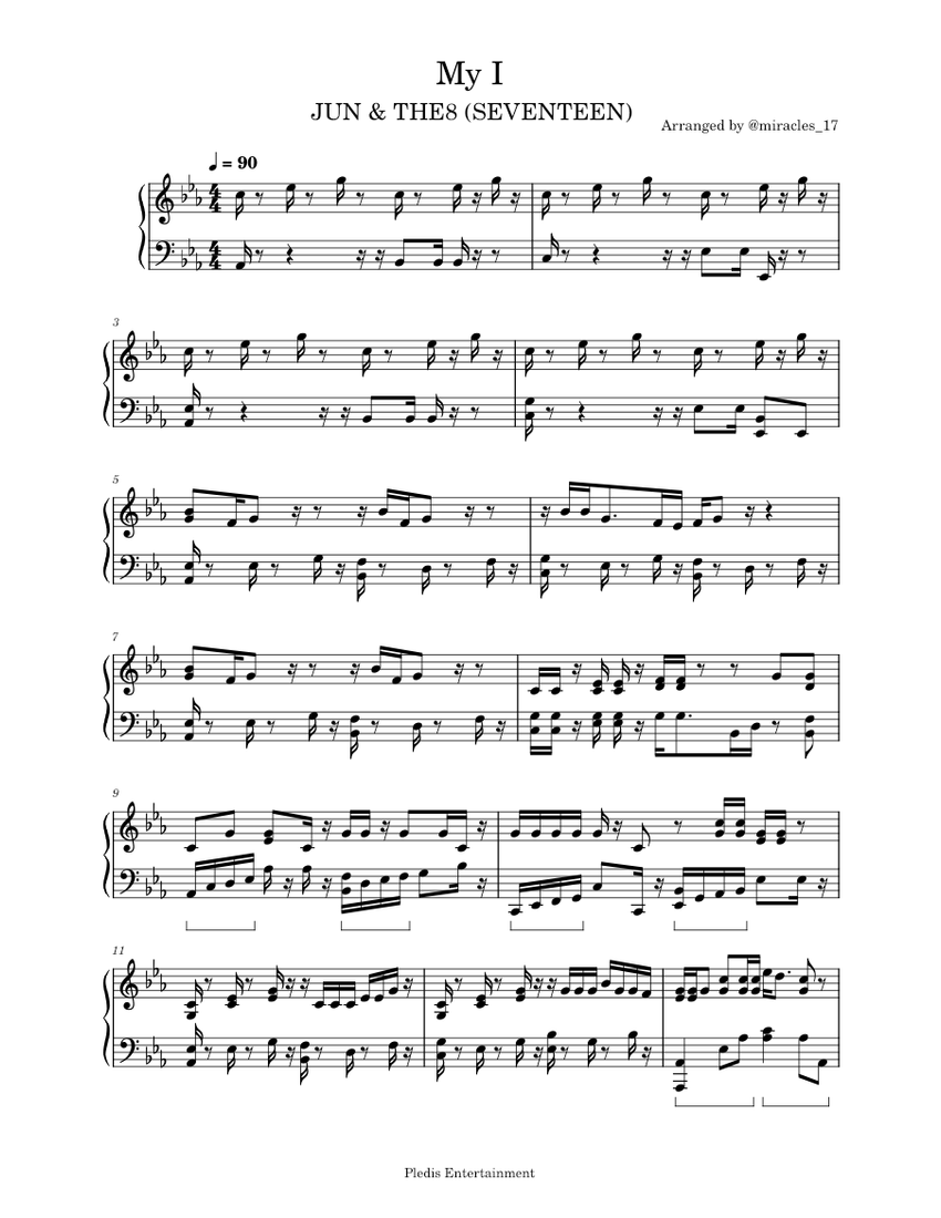 My I – SEVENTEEN (세븐틴) Sheet Music for Piano (Solo