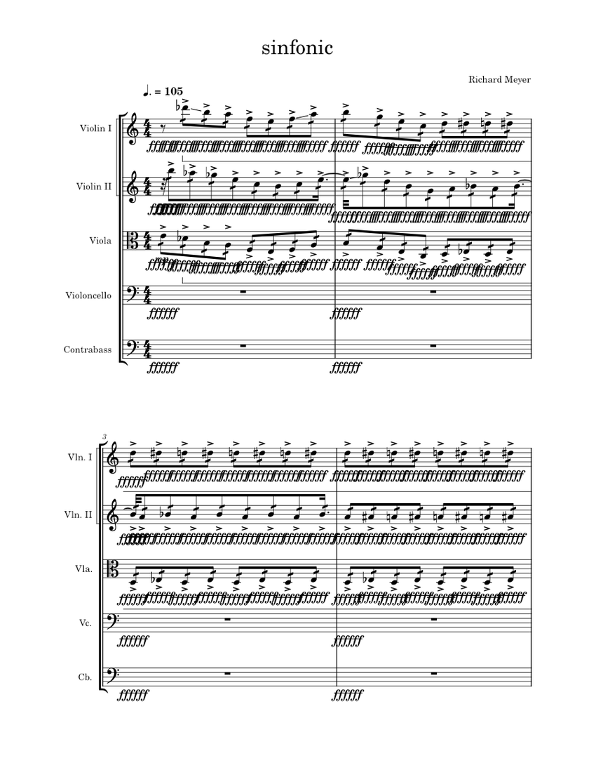 Sinfonic Sheet Music For Contrabass, Violin, Viola, Cello (String ...