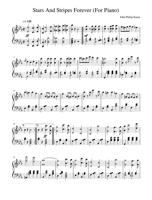 Stars And Stripes Forever For Piano