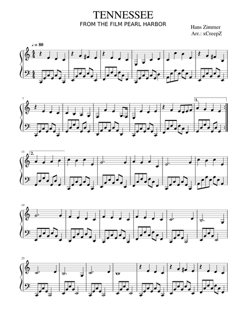 Tennessee - Hans Zimmer | Piano Solo