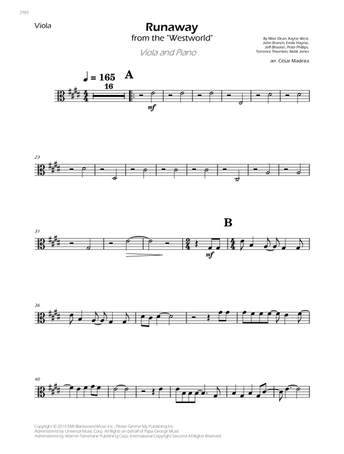 Runaway (Arr. César Madeira) - Kanye West (Viola and Piano)