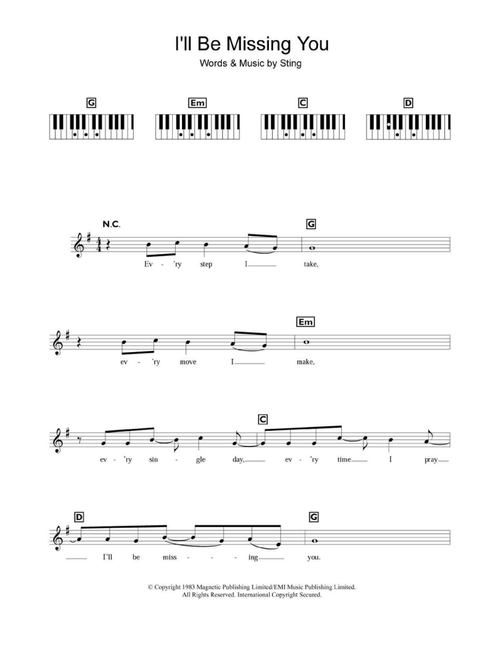 I'll Be Missing You - Faith Evans, Puff Daddy (Piano Chords-Lyrics)
