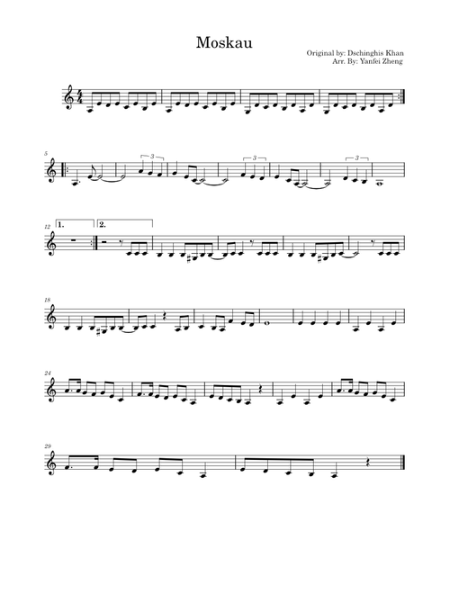 Moskau – Dschinghis Khan - Clarinet