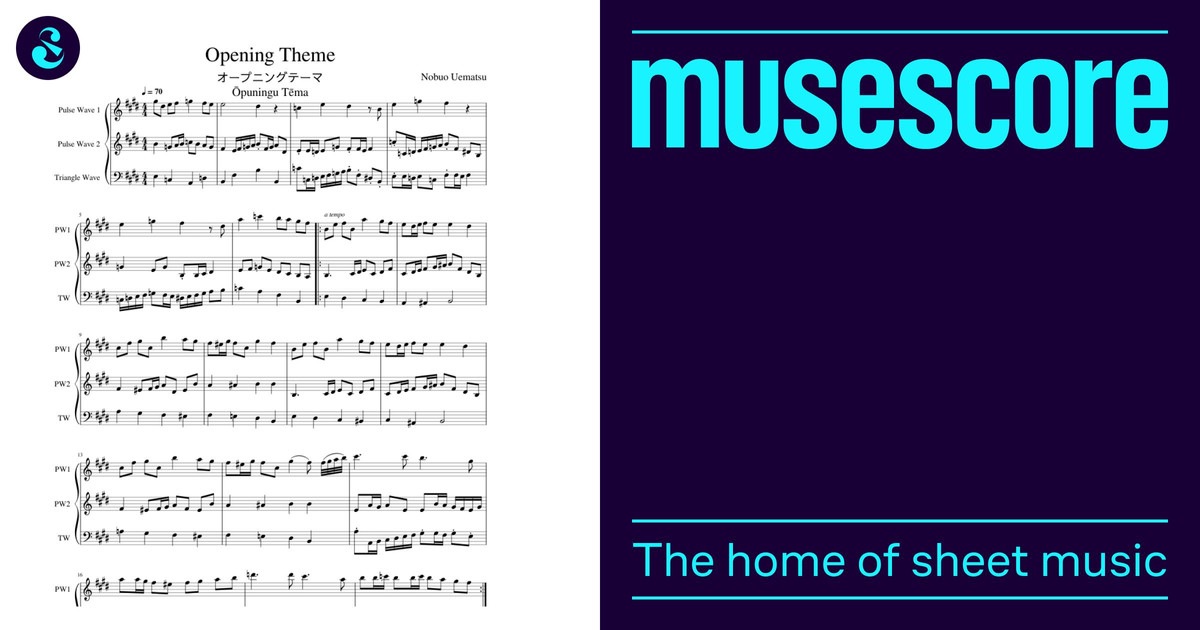 Final Fantasy III (1990) 05 - Opening Theme Sheet Music for