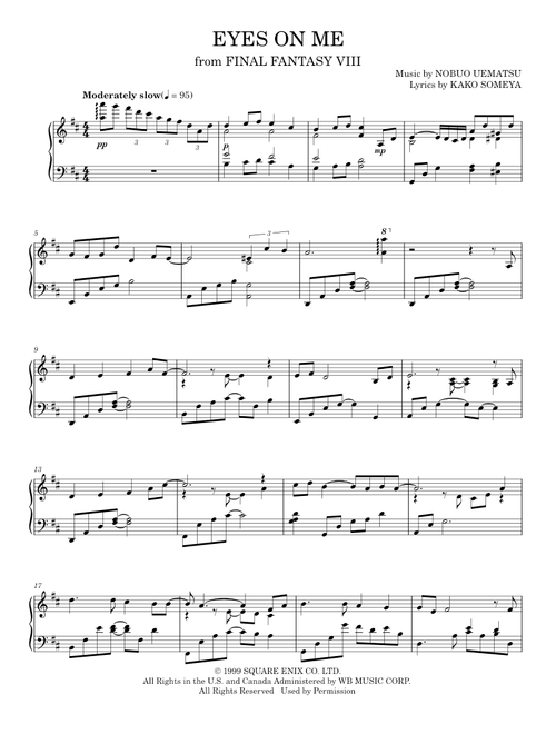 Eyes On Me (from Final Fantasy VIII) - Kako Someya & Nobuo Uematsu (Piano Solo)