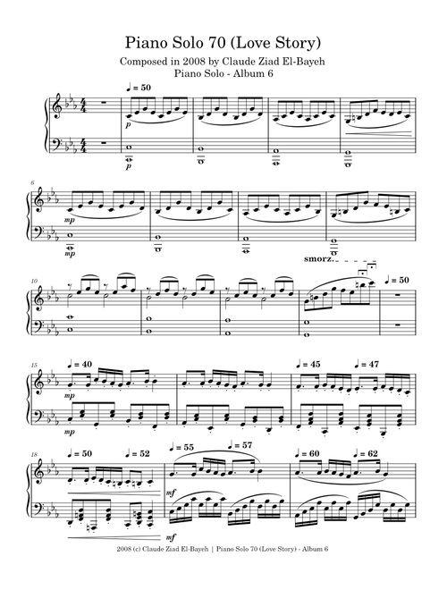 Piano Solo 70 (Love Story) - Claude Ziad El-Bayeh - Composed in 2008