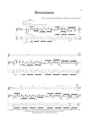 Play Official version of Seventeen Sheet Music by Winger for