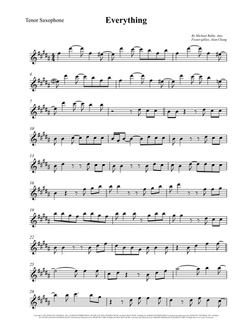 Everything (Arr. Wesley S. SIlva) - Michael Buble (Tenor Sax Solo)