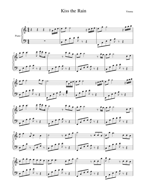 Kiss the Rain (Arr. Yiruma) (Piano Solo)