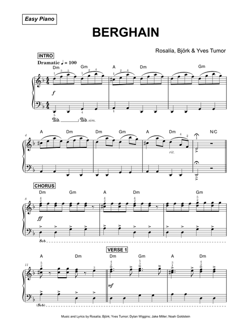 Berghain - ROSALIA (Easy Piano)