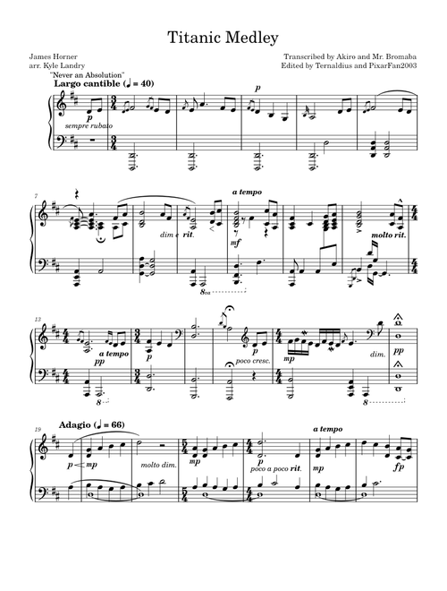 Titanic Medley - James Horner & Kyle Landry