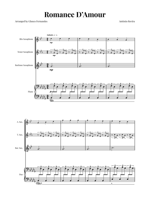 Spanish Romance (Romanza - Romance D'Amor) - Exclusive Sheet Music Arrangement (Arr. Glauco Fernandes) - Traditional (Woodwind Ensemble)
