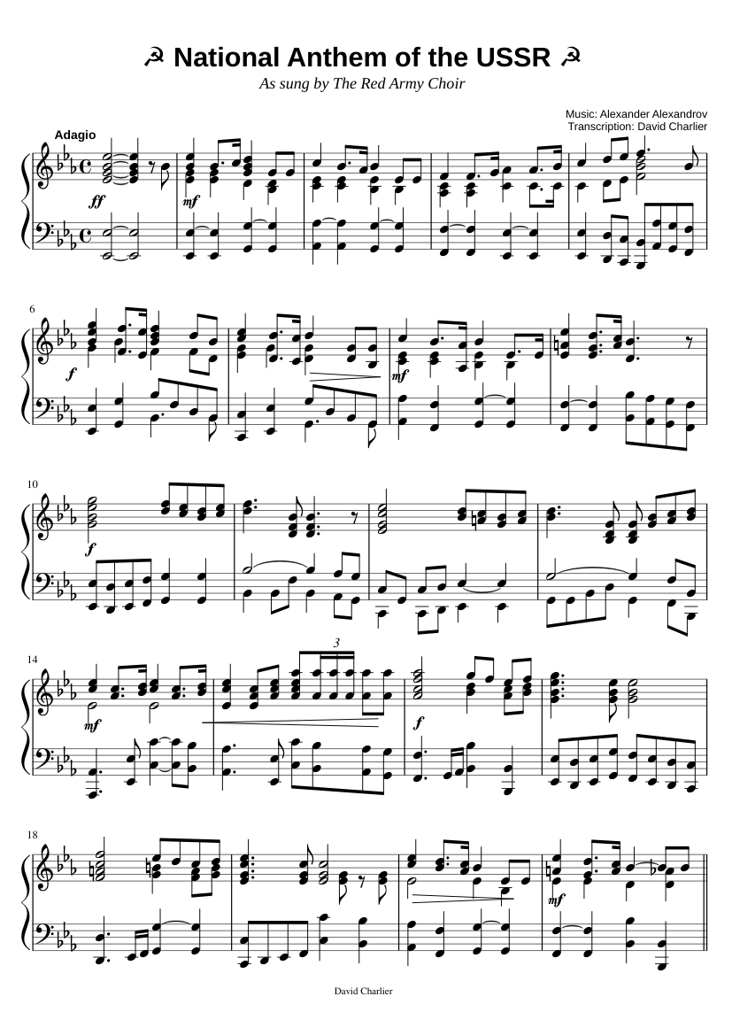 Tilsætningsstof Svin Stillehavsøer National Anthem of the USSR Sheet music for Piano (Solo) | Musescore.com
